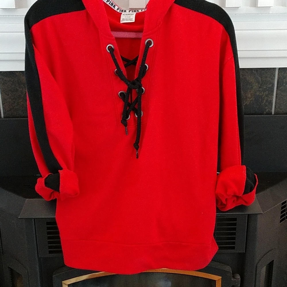 VS PINK Lace Up Pullover Hoodie